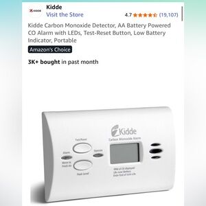 NWT - Kidde Carbon Monoxide Alarm - Battery Powered
